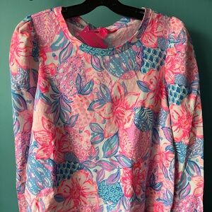 NWT Lilly Pulitzer L Jansen sweatshirt Pink Isle Snappy Turtle